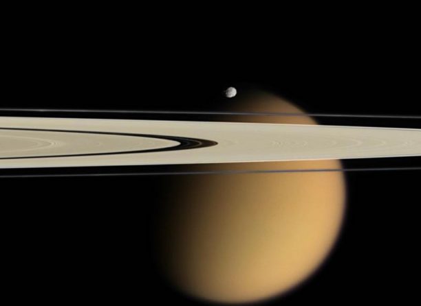 Titan and Saturn's Rings