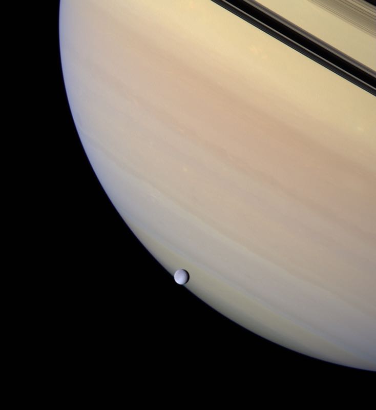 Transit of Rhea Across Saturn