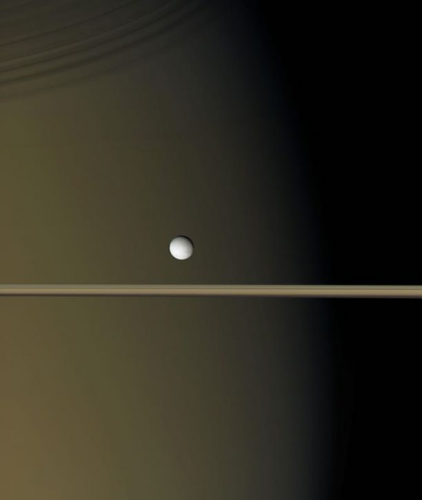Enceladus Above Saturn's Rings