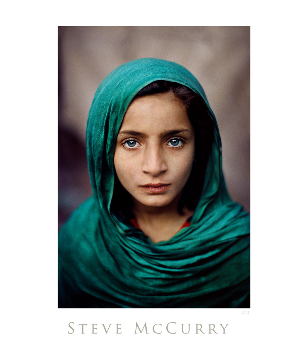 Afghan Girl In Green Shawl