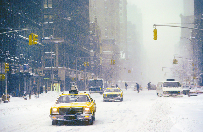 Yellow Cabs In The Snow