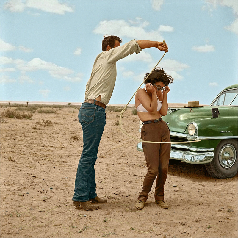 Rock Hudson Lassoing Liz Taylor On Set of Giant by Frank Worth