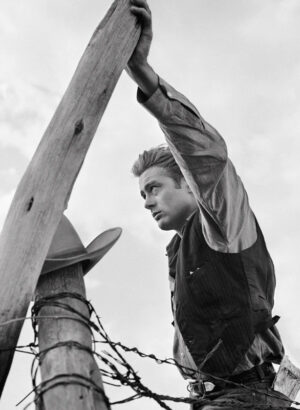 James Dean Behind Fence in Giant