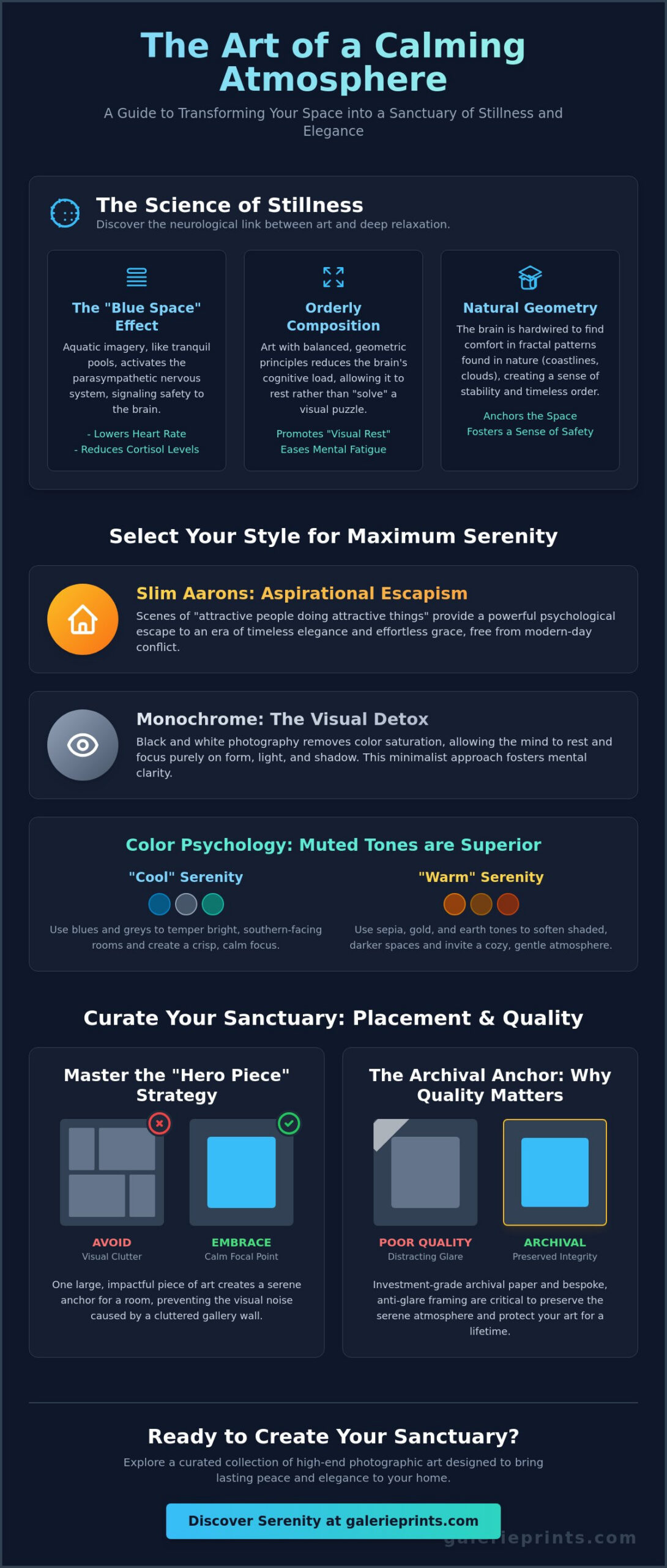 Art to Create a Calming Atmosphere: The Curated Guide to a Serene Home - Infographic