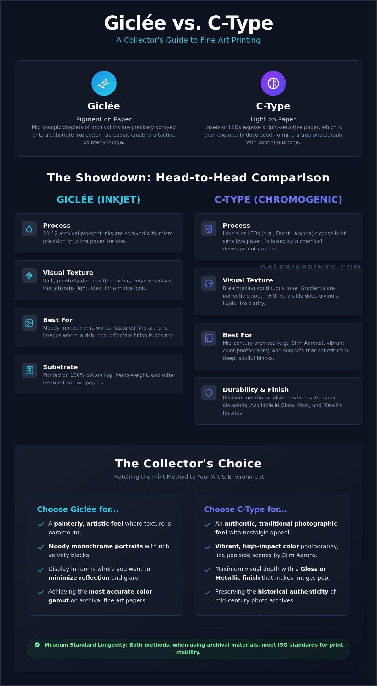 Giclée vs. C-Type Prints: A Collector’s Guide to Fine Art Quality - Infographic